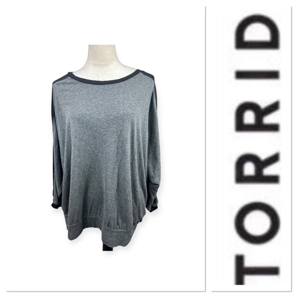 Torrid gray slub super soft long sleeve with black size 1-1X/14-16 - Picture 1 of 10